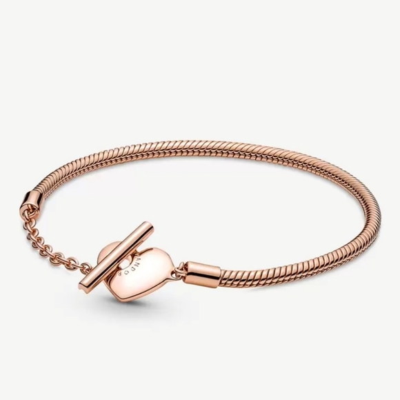 Pandora Moments Heart T-Bar Snake Chain Bracelet